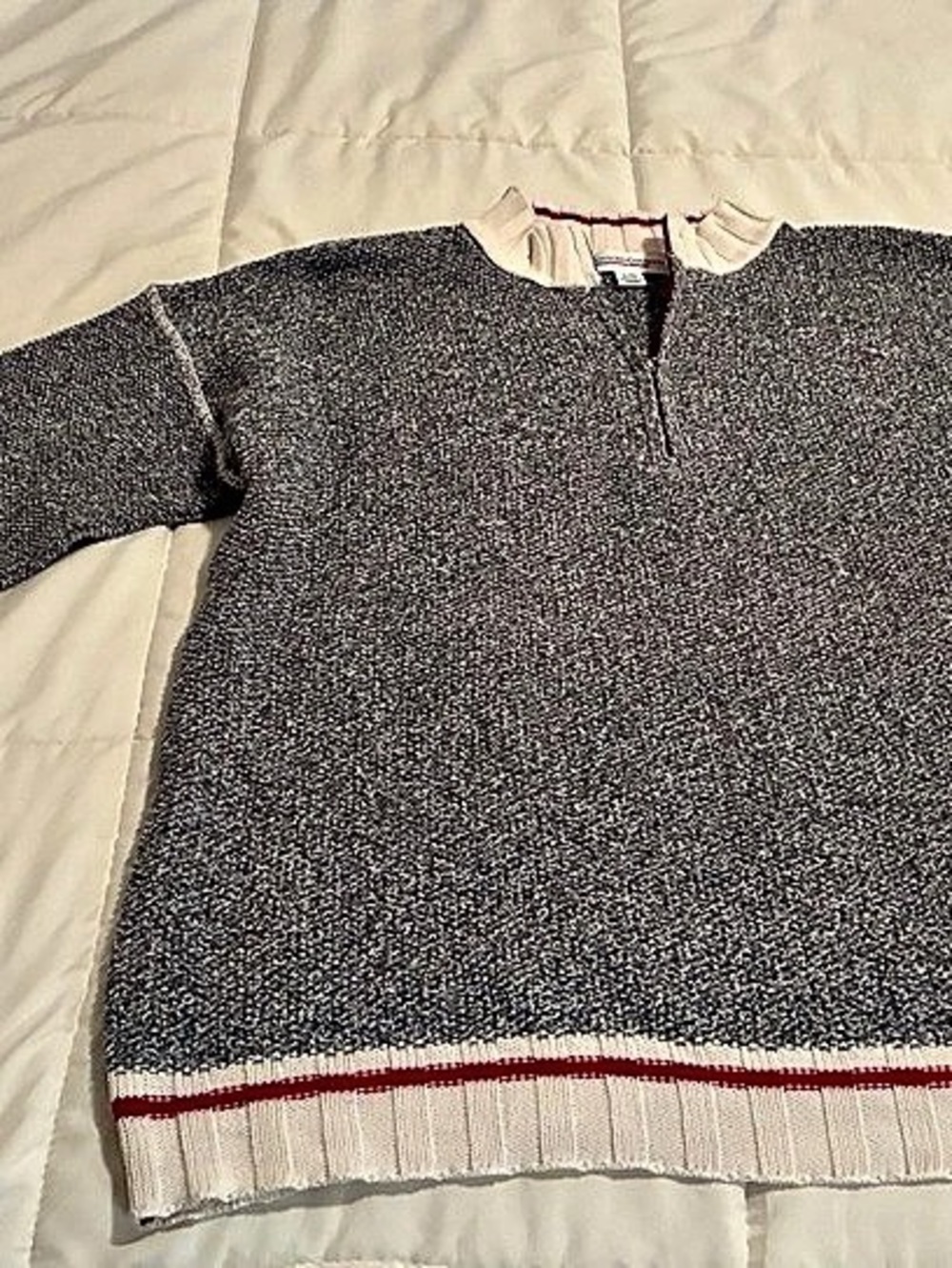 Women’s Cotton Country Gray & White Crewneck Size Large